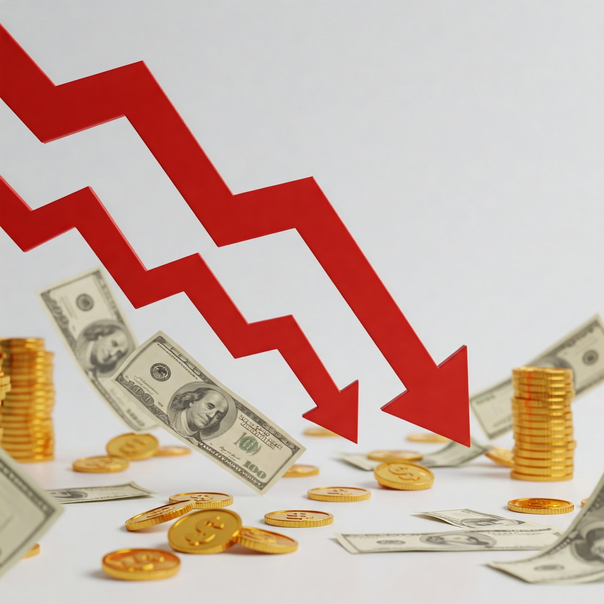 photo of Declining Red Arrows with Scattered Money